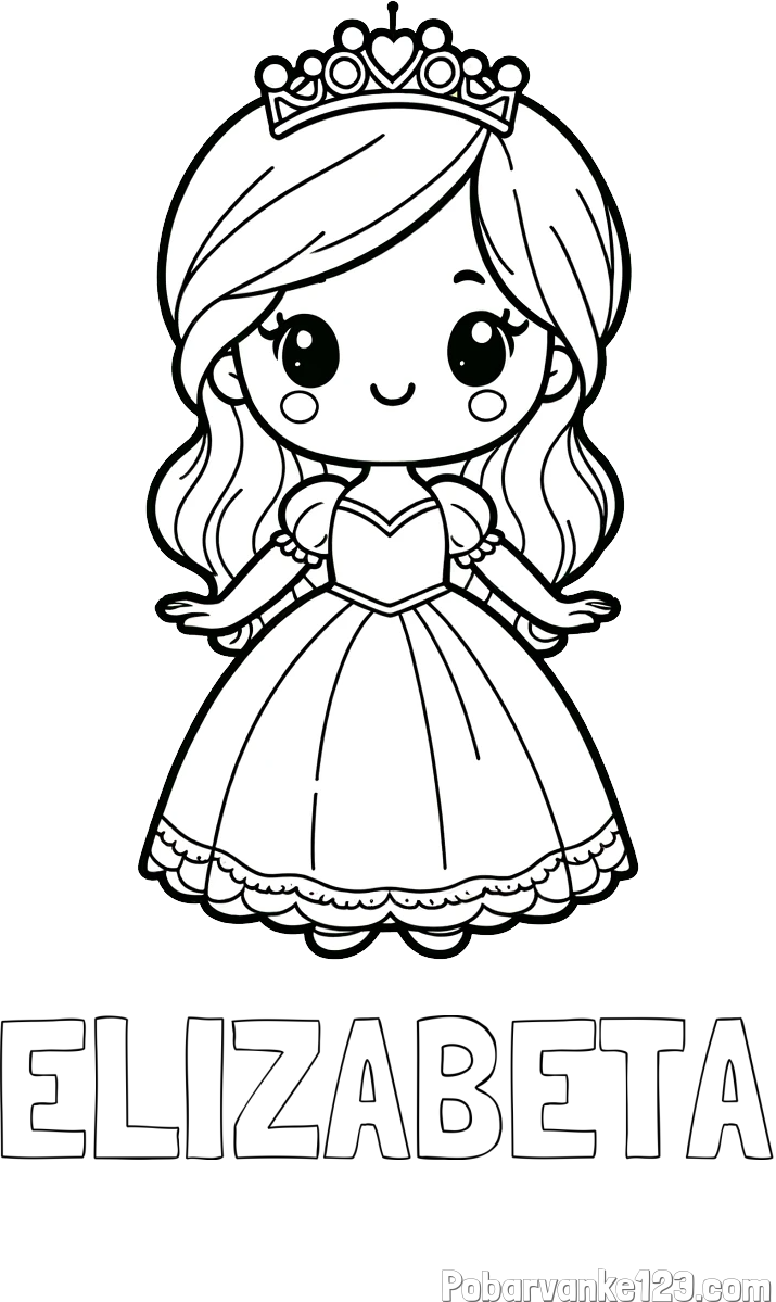 Pobarvanka imena ELIZABETA in pobarvanka ljubke princeske