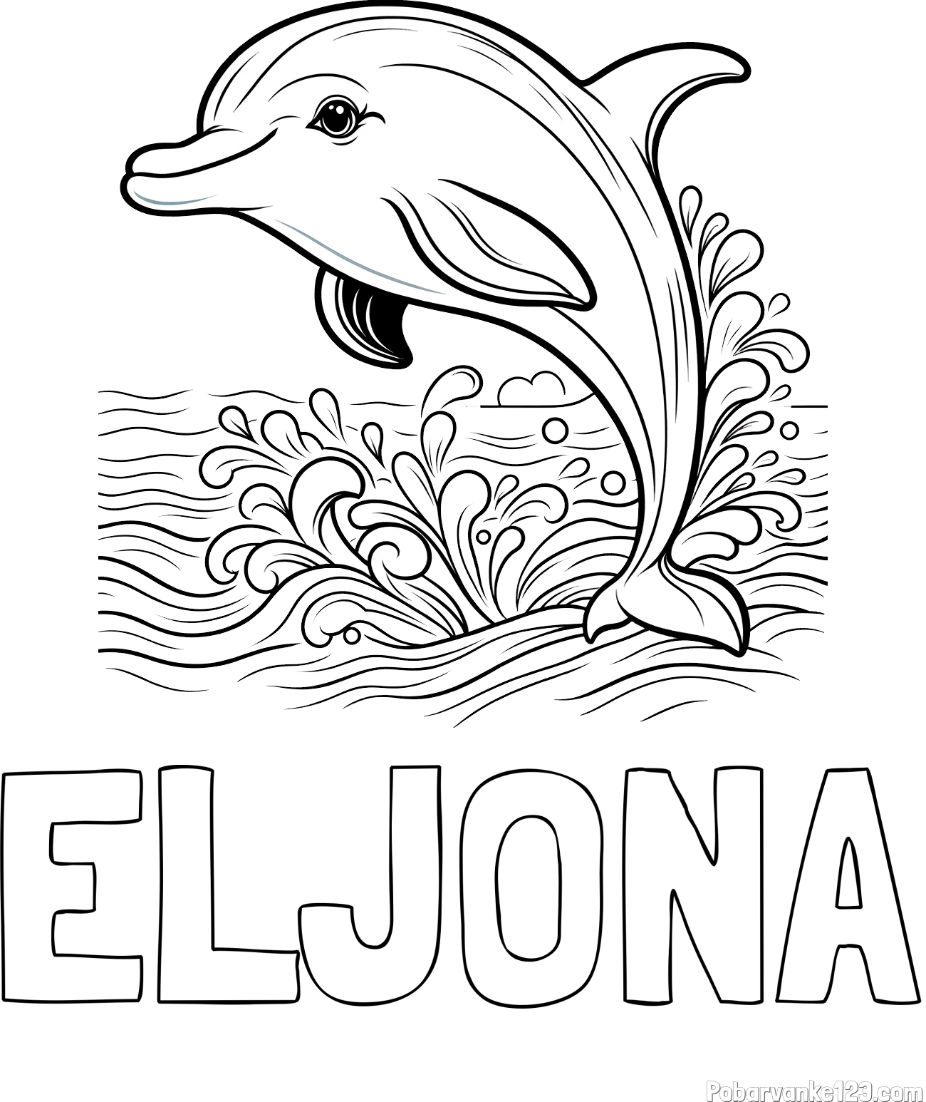 Pobarvanka imena ELJONA in pobarvanka ljubkega delfina