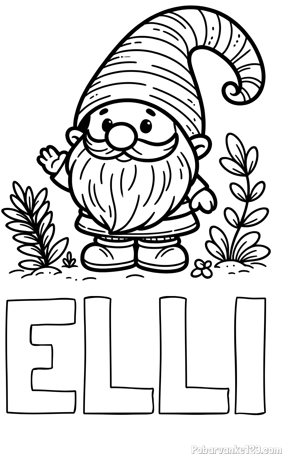 Pobarvanka imena ELLI in pobarvanka prijaznega škrata oz. palčka