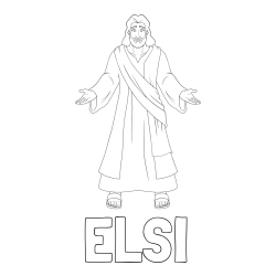 Online izdelana pobarvanka - Pobarvanka imena ELSI in pobarvanka Jezusa Kristusa