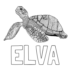 Online izdelana pobarvanka - Pobarvanka imena ELVA in pobarvanka velike želve - mandale