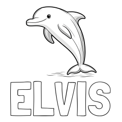 Pobarvanka imena ELVIS in pobarvanka delfina