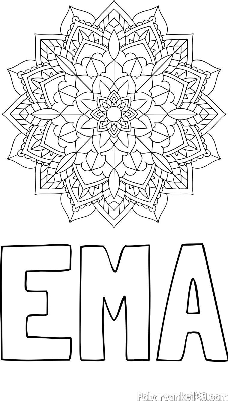 Pobarvanka imena EMA in Čudovita pobarvanka mendale