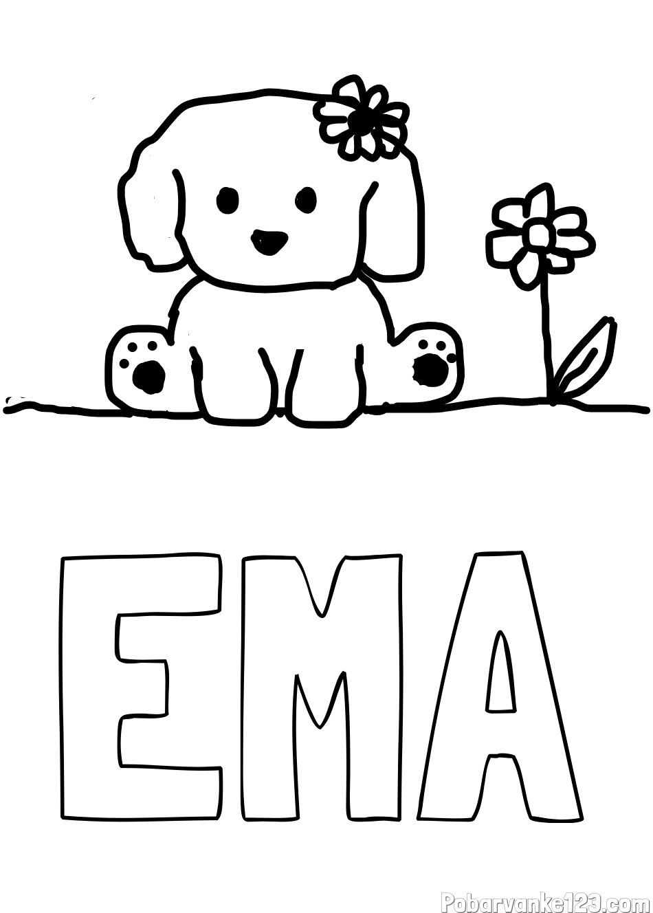 Pobarvanka imena EMA in KUŽIKA