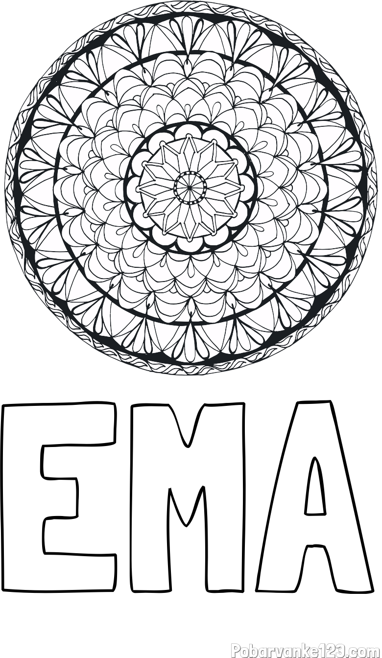 Pobarvanka imena EMA in mandale 4