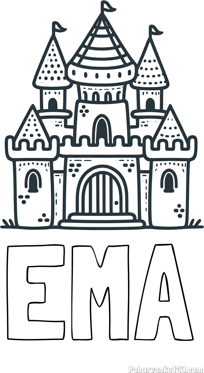 Pobarvanka imena EMA in otroška pobarvanka gradu