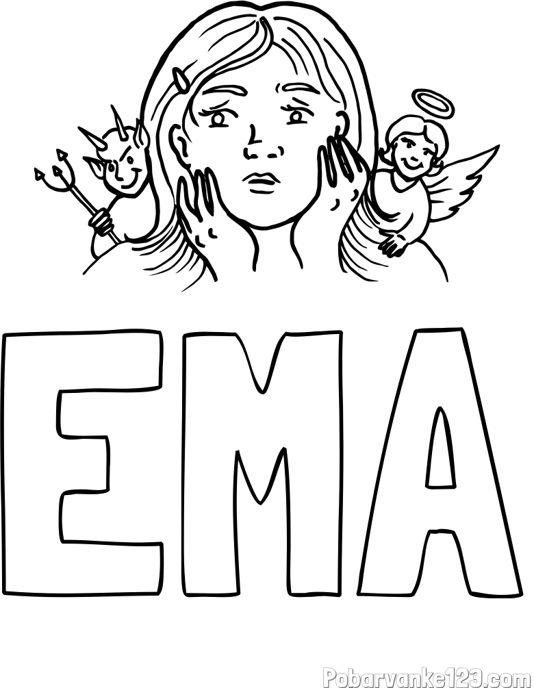 Pobarvanka imena EMA in pobarvanka angela varuha