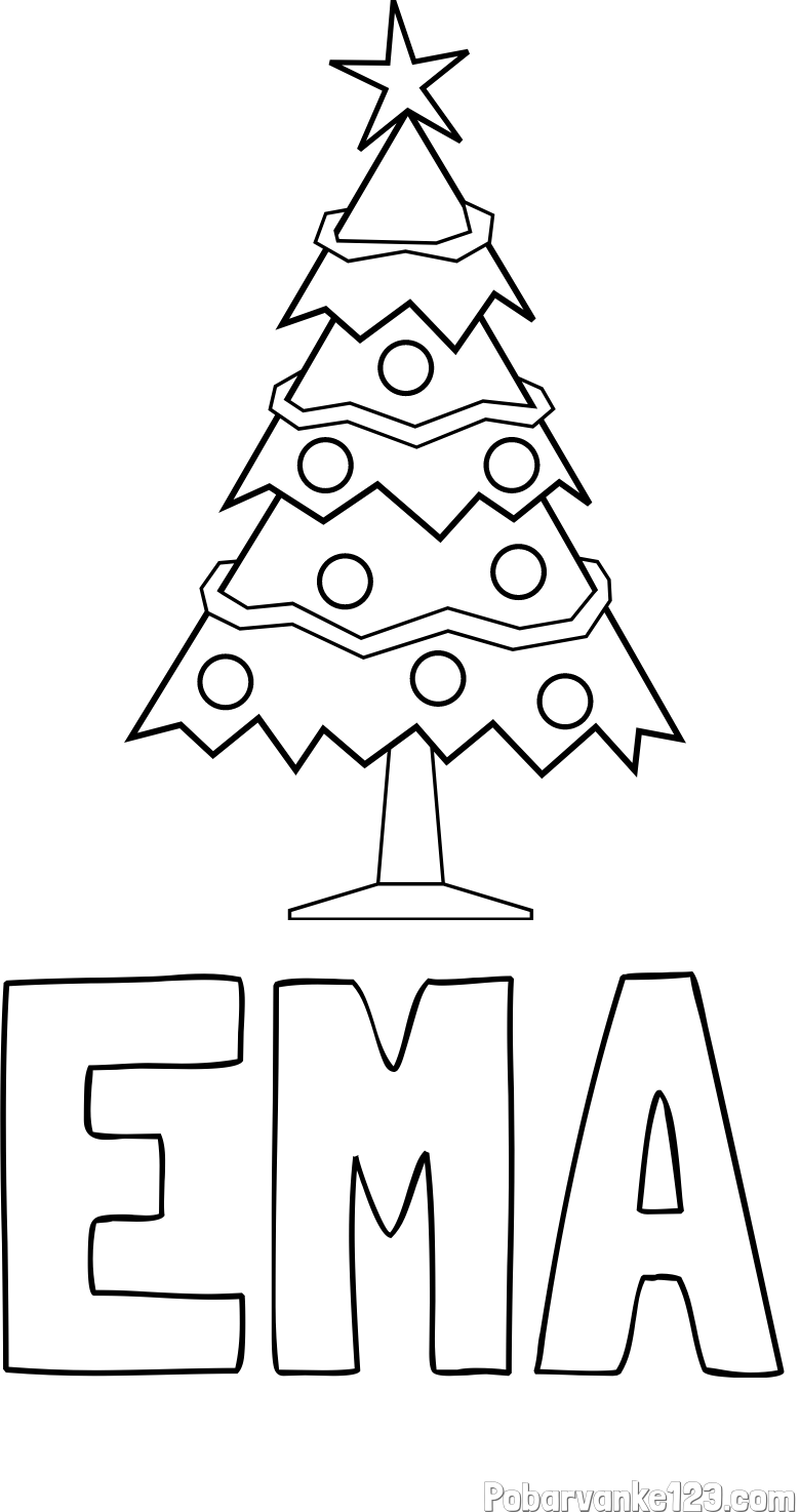 Pobarvanka imena EMA in pobarvanka božične smrečice