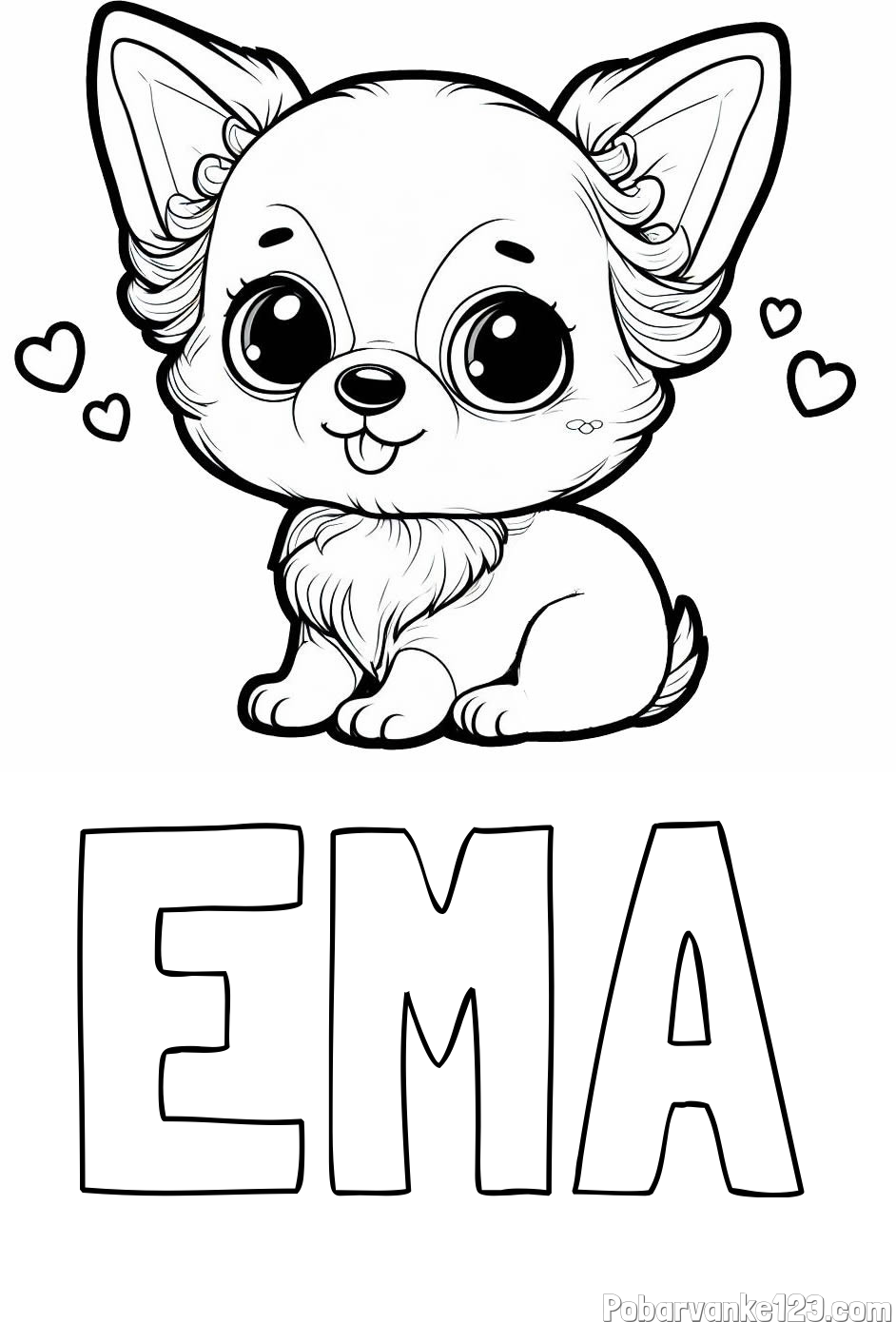 Pobarvanka imena EMA in pobarvanka čivave