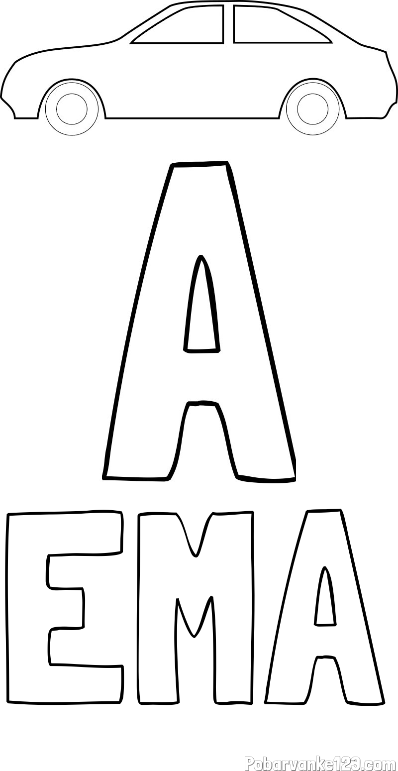 Pobarvanka imena EMA in pobarvanka črke A