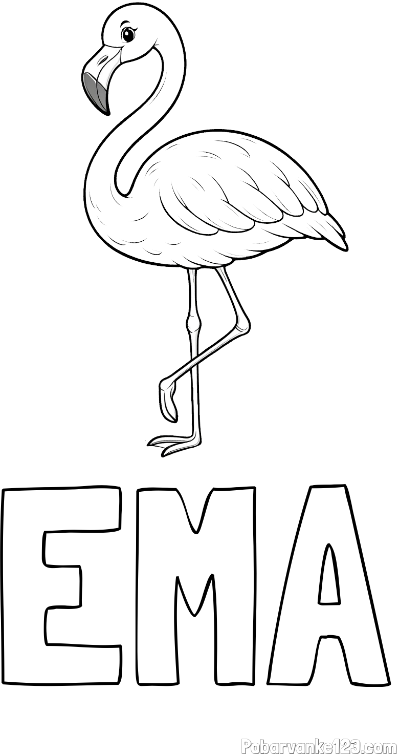 Pobarvanka imena EMA in pobarvanka flaminga