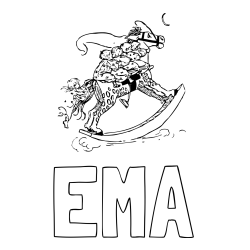 Online izdelana pobarvanka - Pobarvanka imena EMA in pobarvanka konjička z otroki