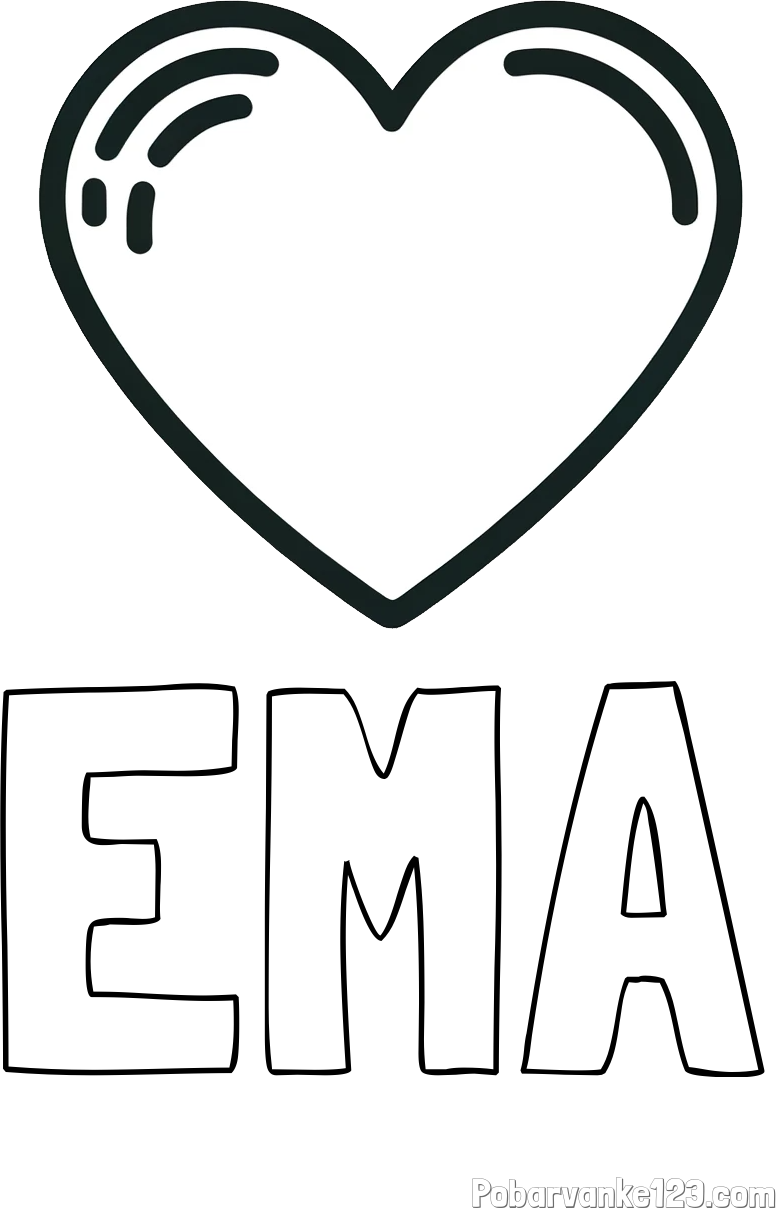 Pobarvanka imena EMA in pobarvanka lepega srčka