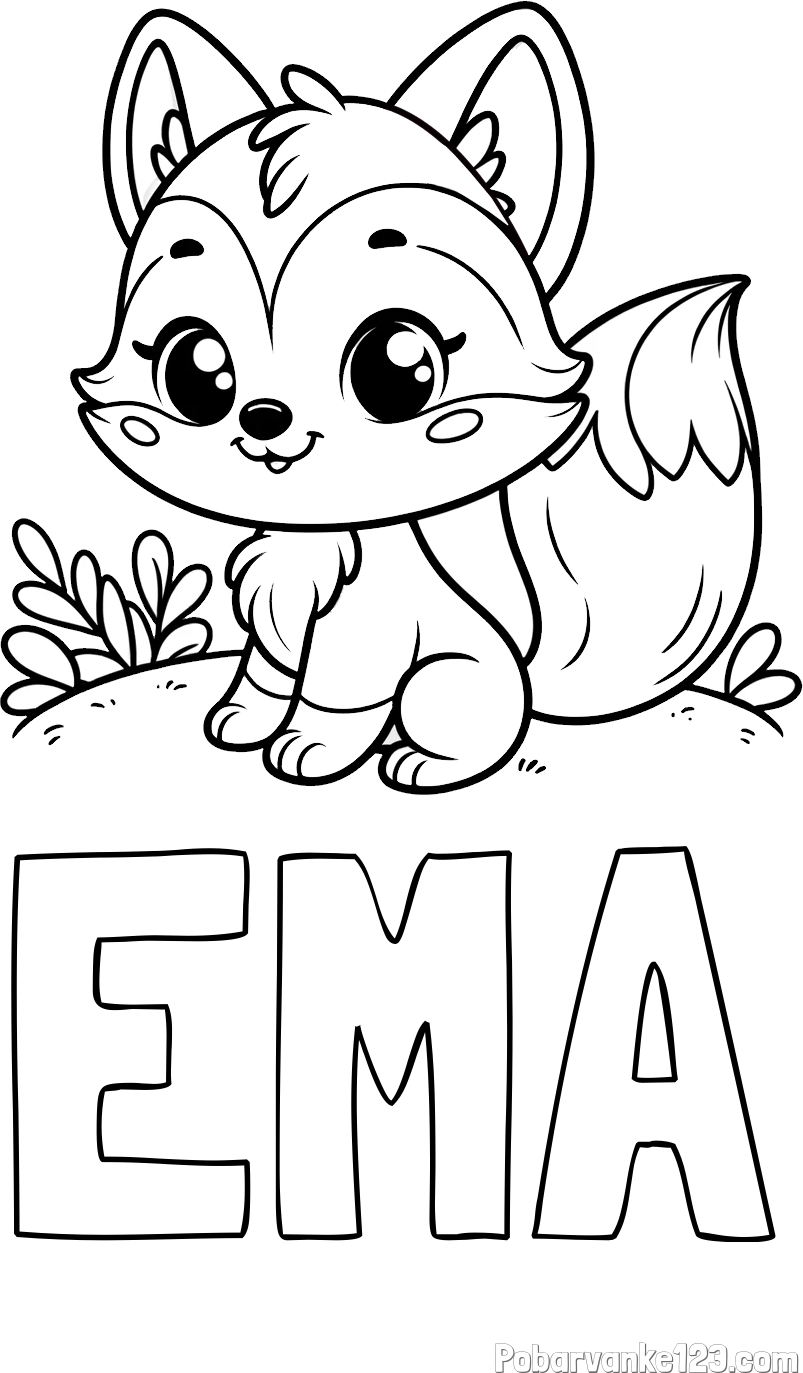 Pobarvanka imena EMA in pobarvanka lisičke