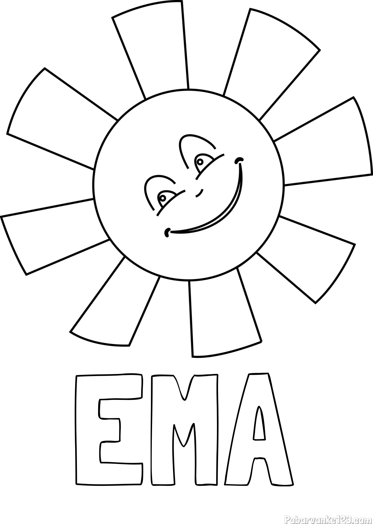 Pobarvanka imena EMA in pobarvanka ljubkega sonca