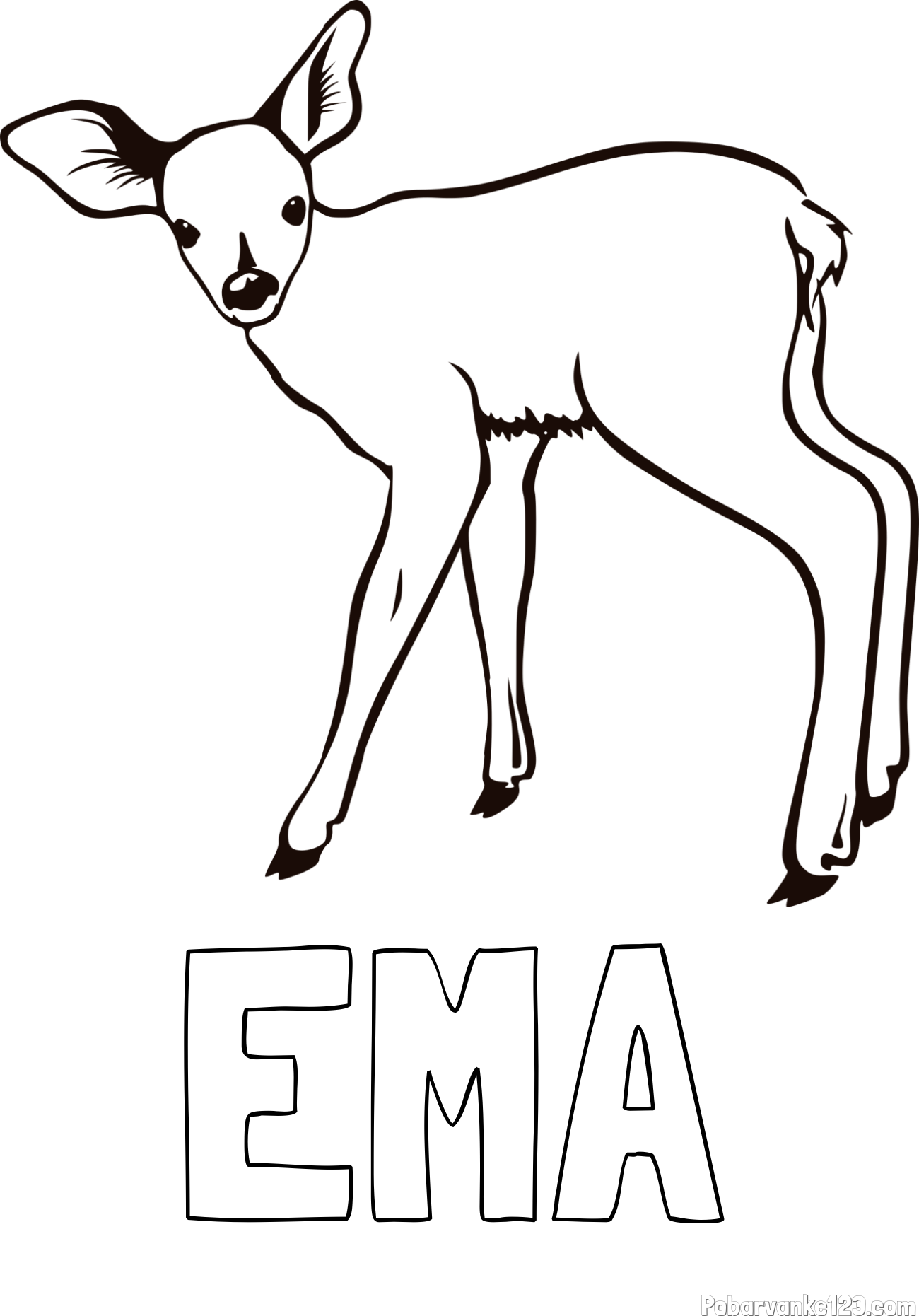 Pobarvanka imena EMA in pobarvanka mladega jelenčka