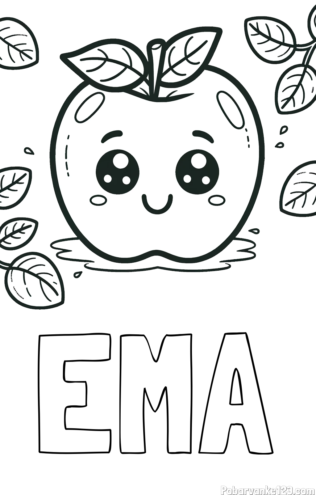 Pobarvanka imena EMA in pobarvanka nasmejane jabolke