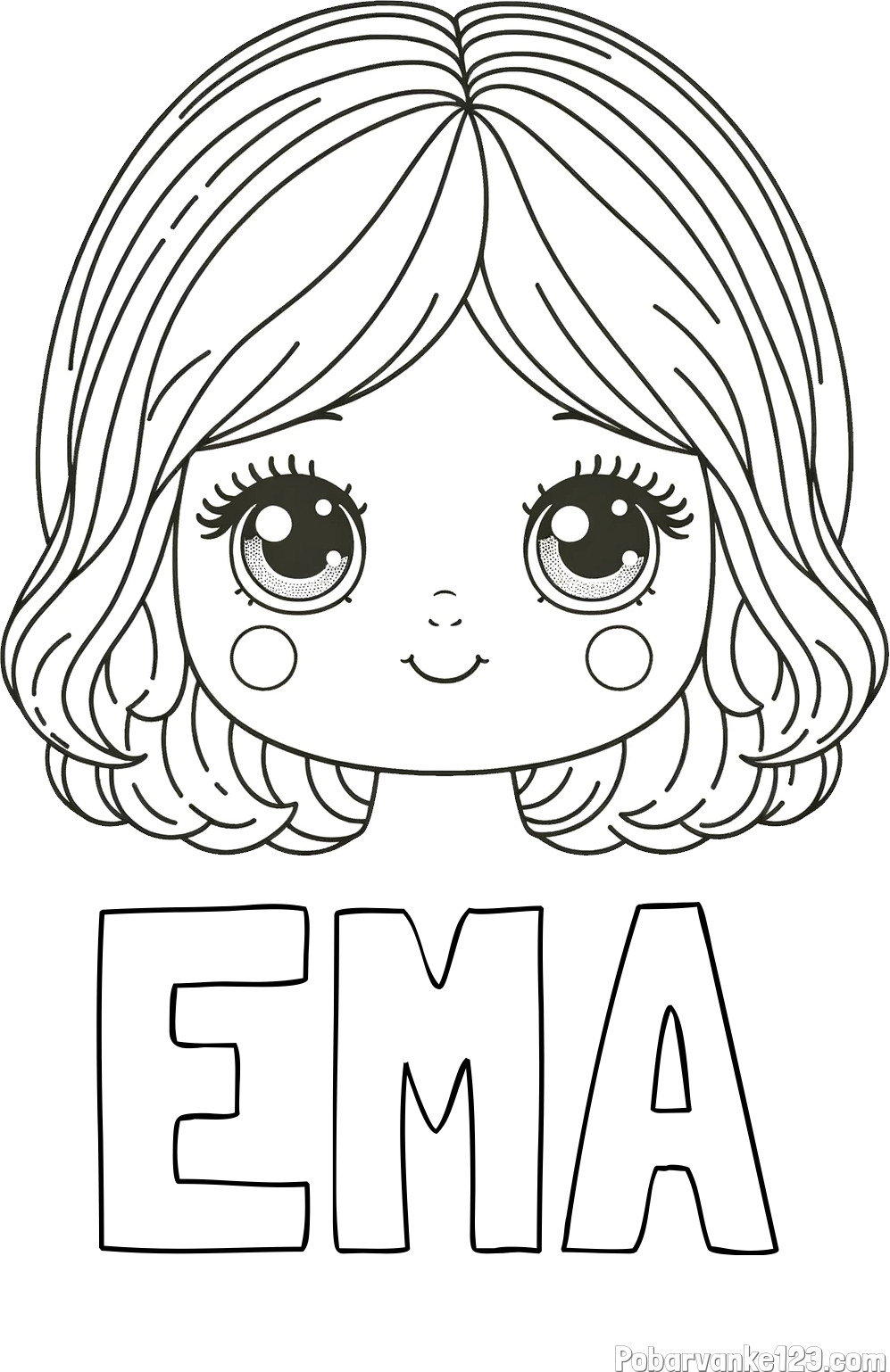 Pobarvanka imena EMA in pobarvanka obraza prikupne punčke