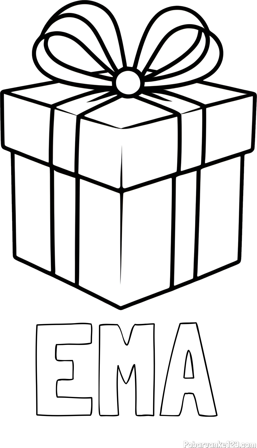 Pobarvanka imena EMA in pobarvanka preprostega darila