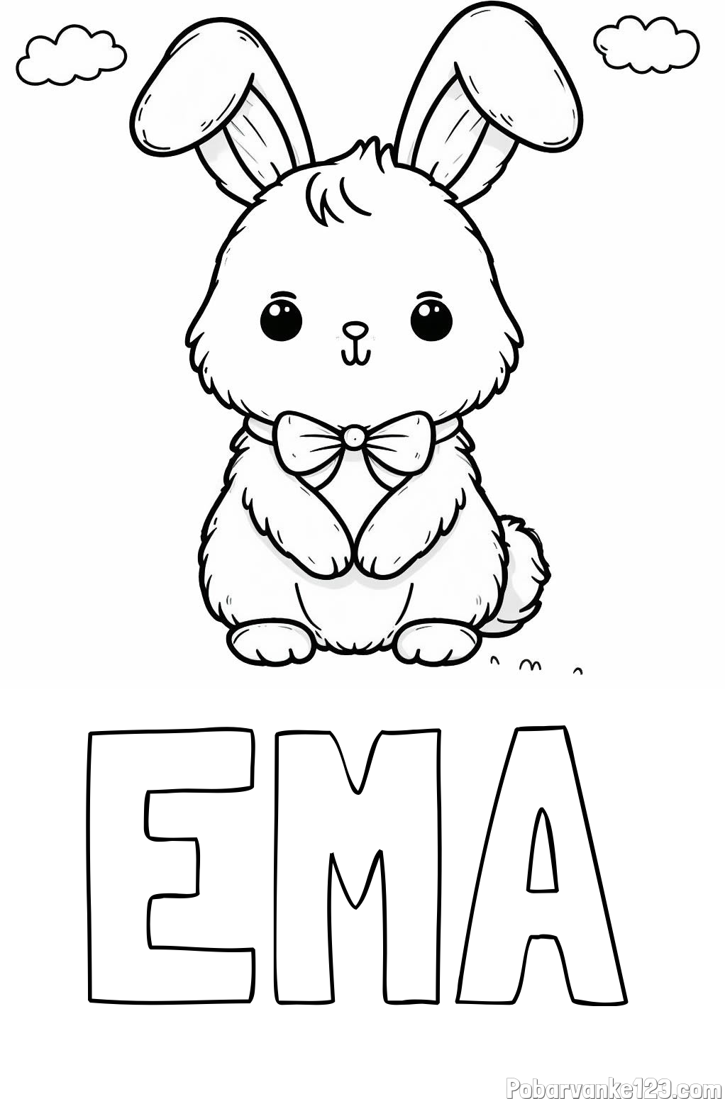 Pobarvanka imena EMA in pobarvanka prikupnega zajčka