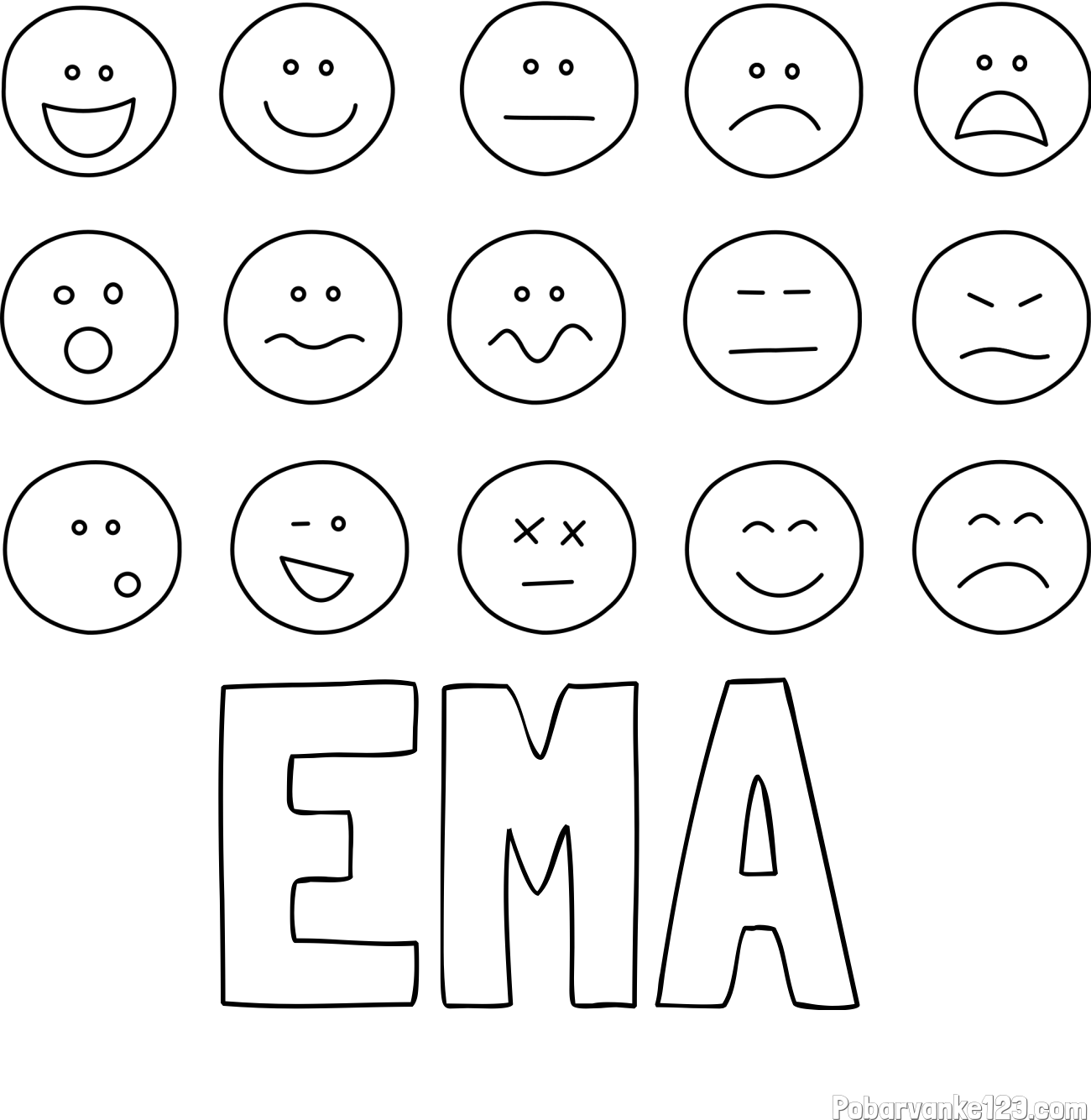 Pobarvanka imena EMA in pobarvanka smeškov