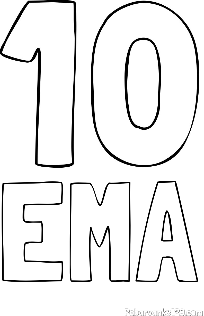 Pobarvanka imena EMA in pobarvanka številke deset (10)