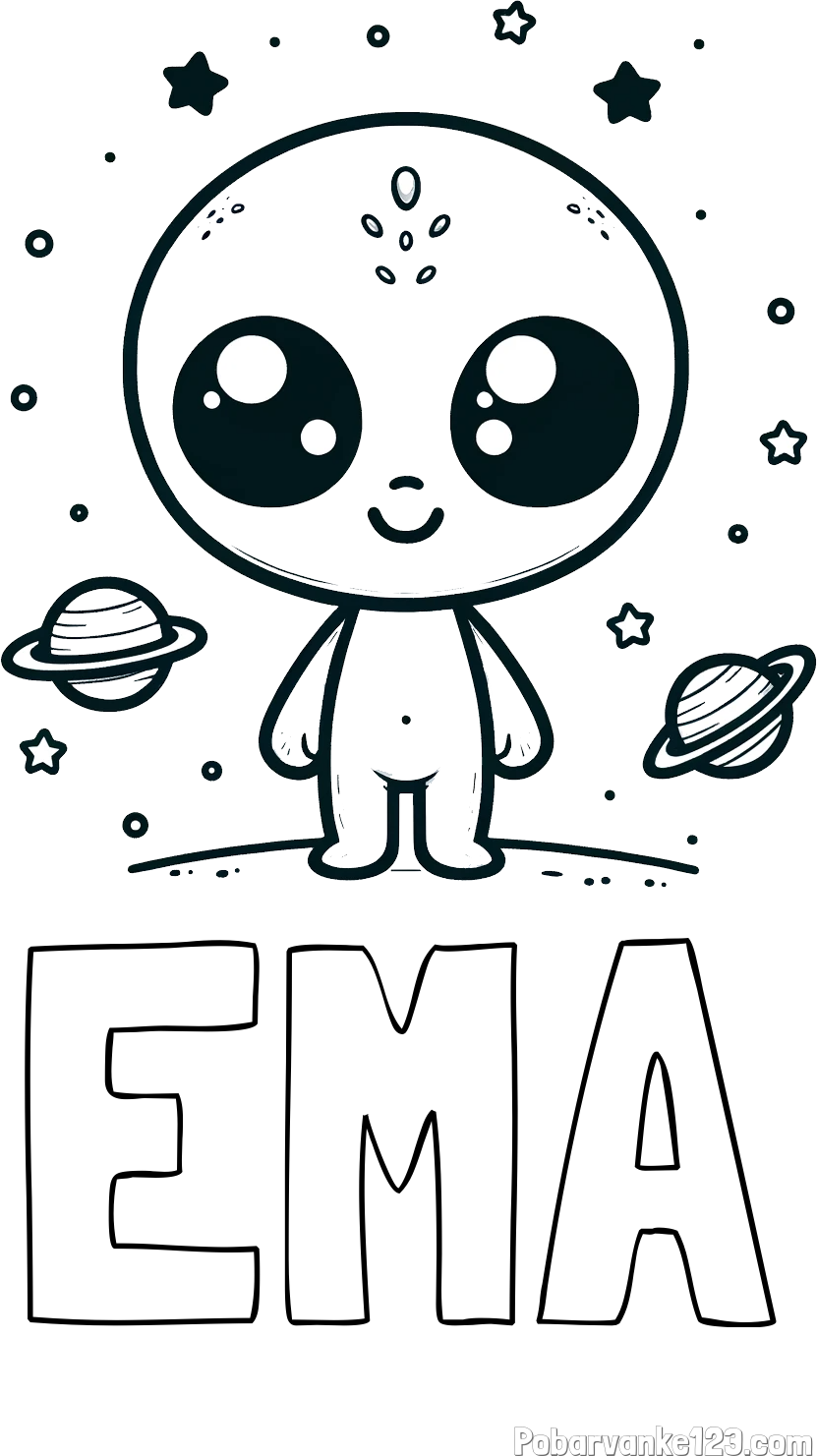 Pobarvanka imena EMA in pobarvanka vesoljec