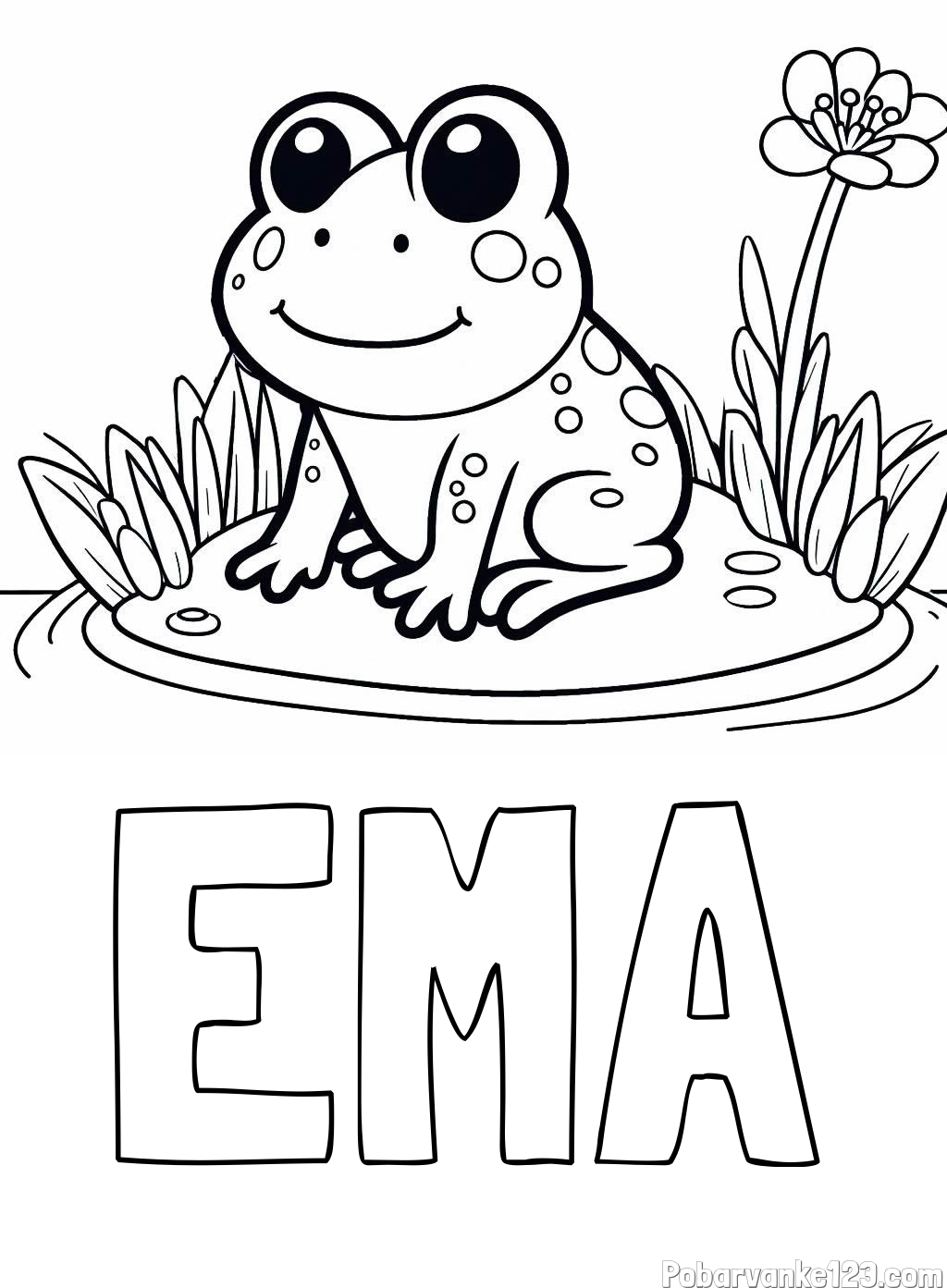 Pobarvanka imena EMA in pobarvanka žabe