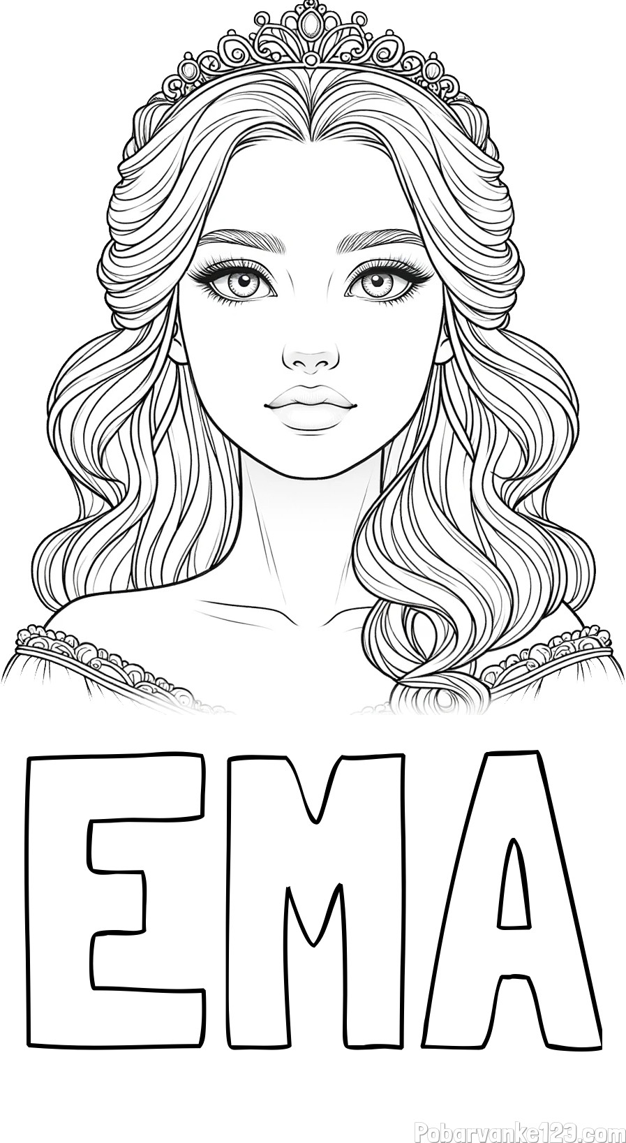 Pobarvanka imena EMA in princeske