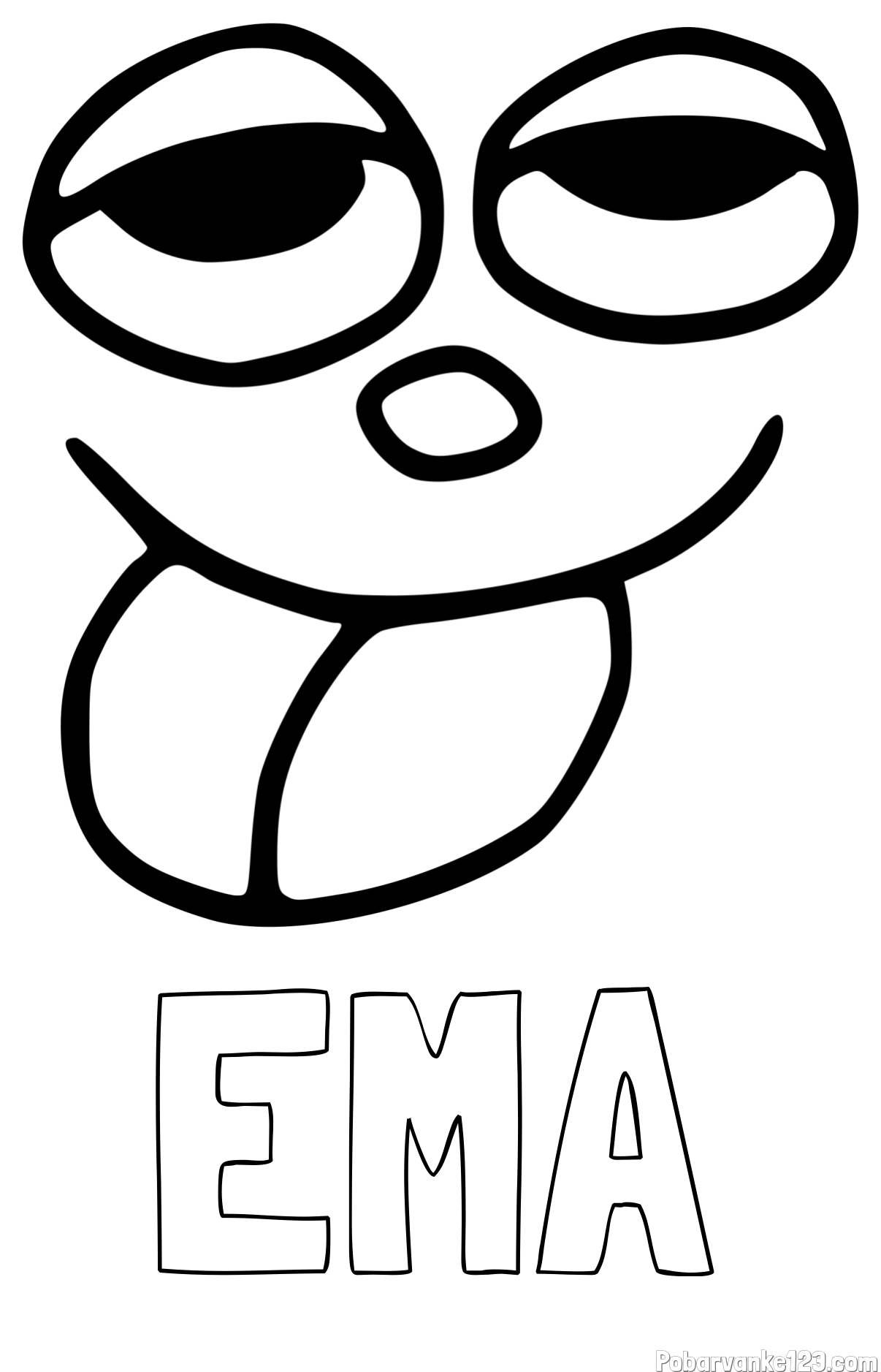 Pobarvanka imena EMA in smešni smeško