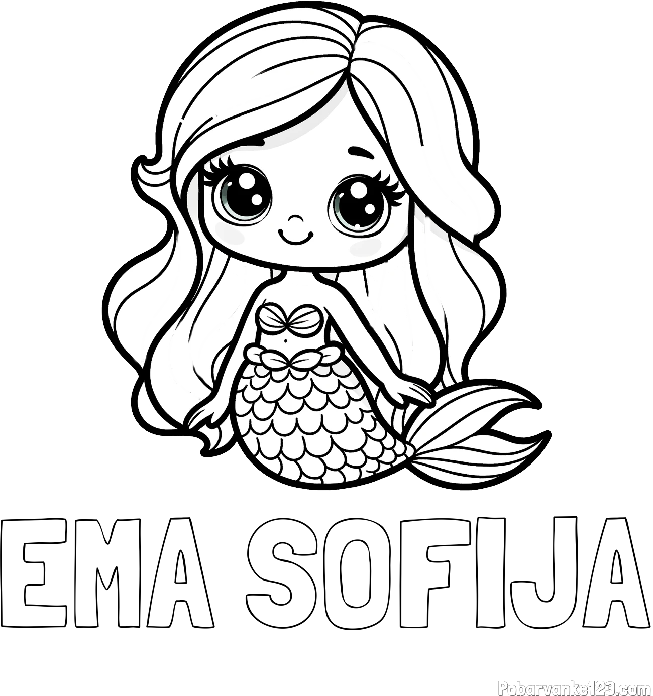 Pobarvanka imena EMA SOFIJA in pobarvanka prikupne morske deklice
