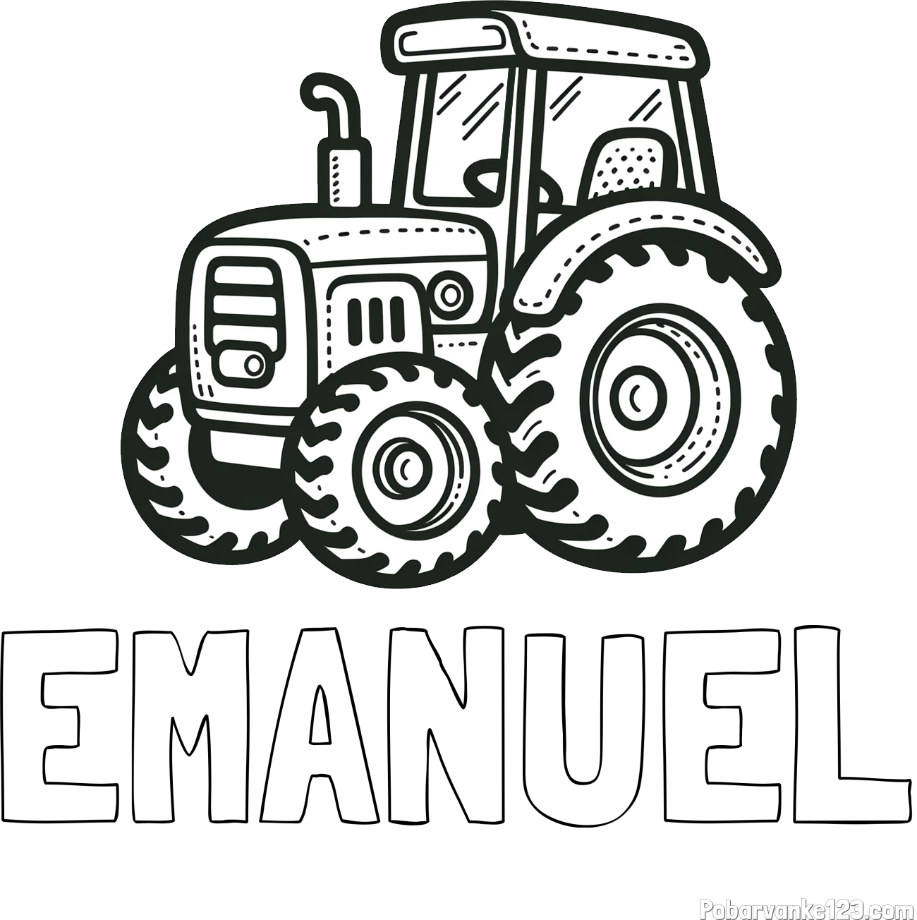 Pobarvanka imena EMANUEL in pobarvanka čudovitega traktorja