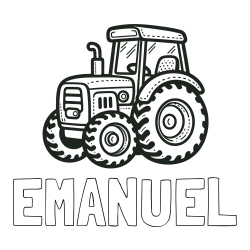 Online izdelana pobarvanka - Pobarvanka imena EMANUEL in pobarvanka čudovitega traktorja