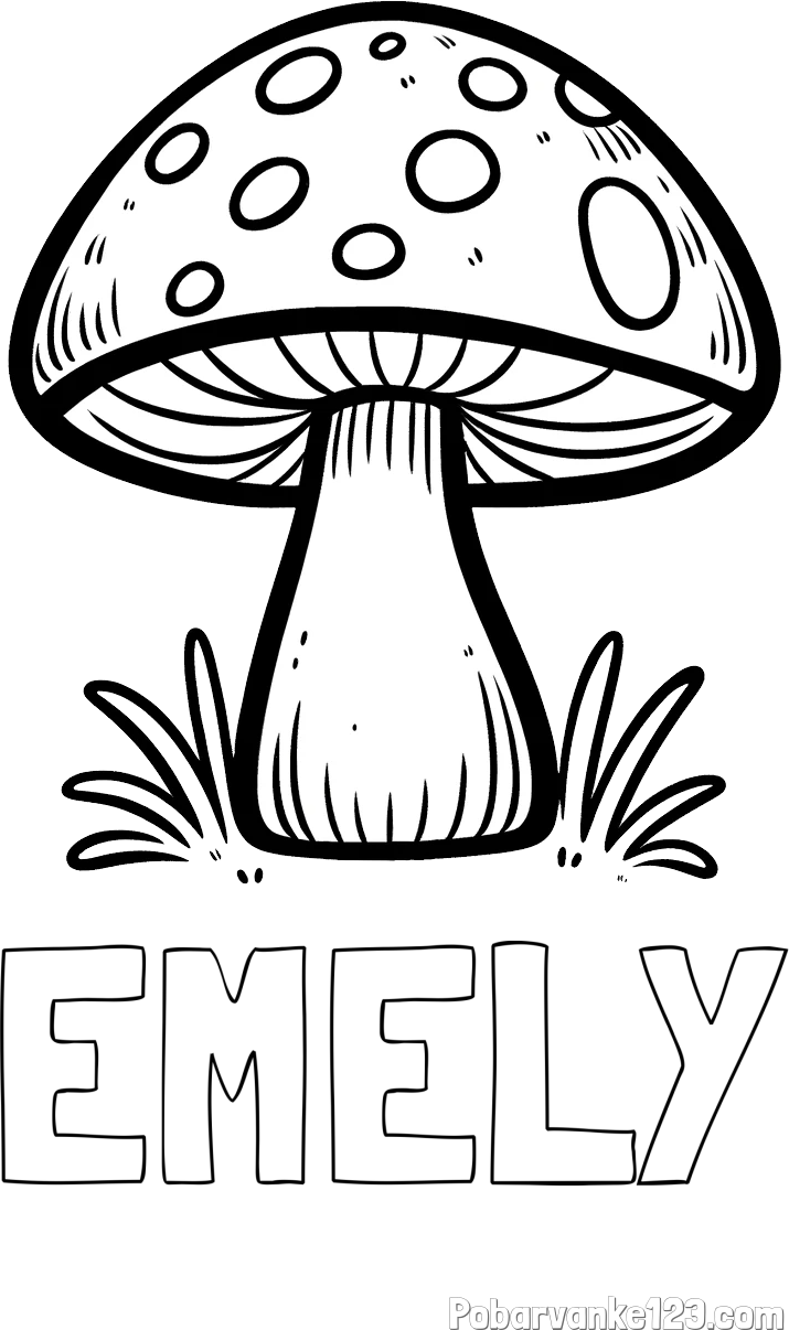 Pobarvanka imena EMELY in pobarvanka gobe