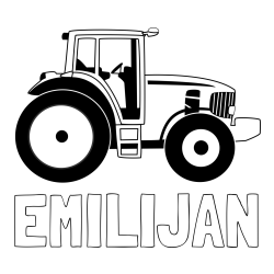 Online izdelana pobarvanka - Pobarvanka imena EMILIJAN in pobarvanka velikega in zmogljivega traktorja