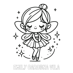 Online izdelana pobarvanka - Pobarvanka imena EMILY ČAROBNA VILA in otroška pobarvanka čarobne vile