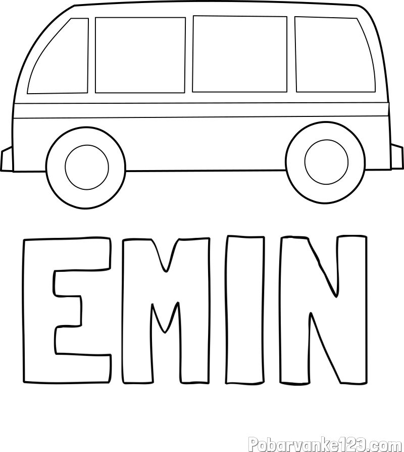 Pobarvanka imena EMIN in avtobus