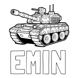 Online izdelana pobarvanka - Pobarvanka imena EMIN in pobarvanka tanka