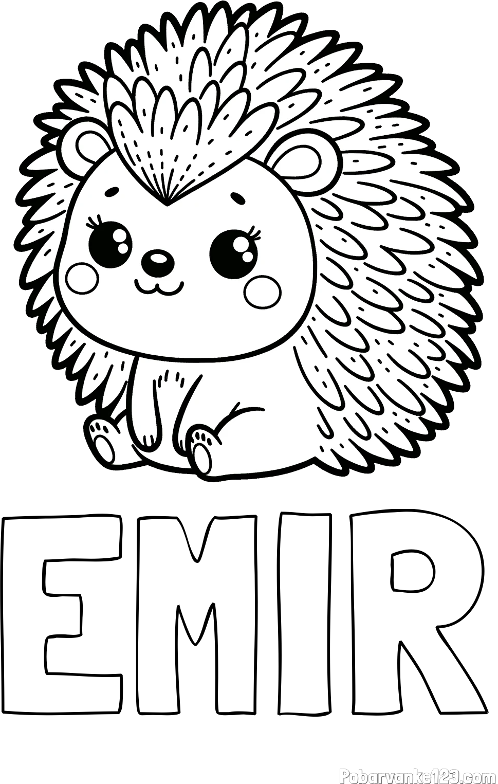 Pobarvanka imena EMIR in pobarvanka nasmejanega ježka
