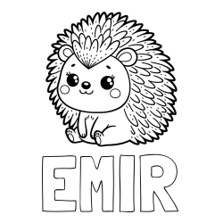 Online izdelana pobarvanka - Pobarvanka imena EMIR in pobarvanka nasmejanega ježka