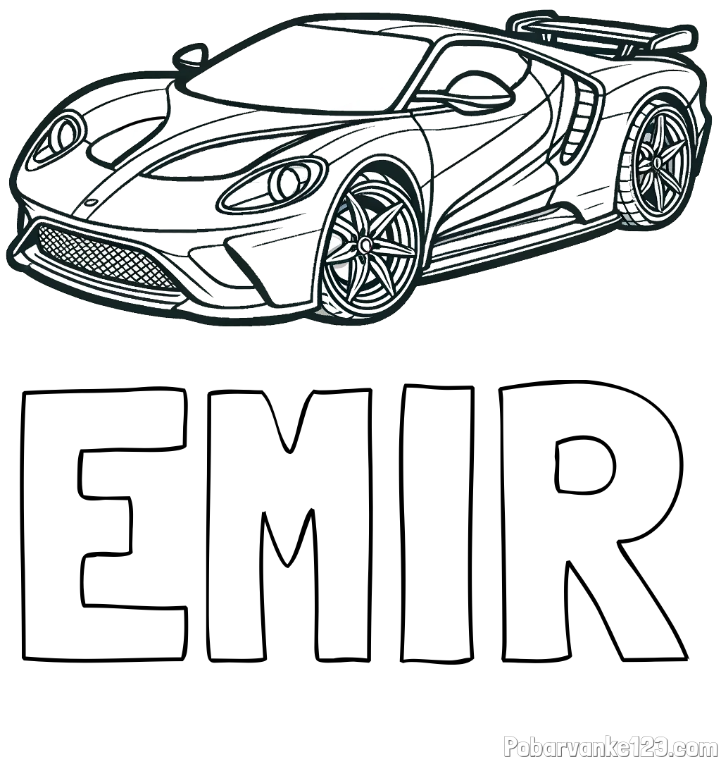 Pobarvanka imena EMIR in Športni avtomobil
