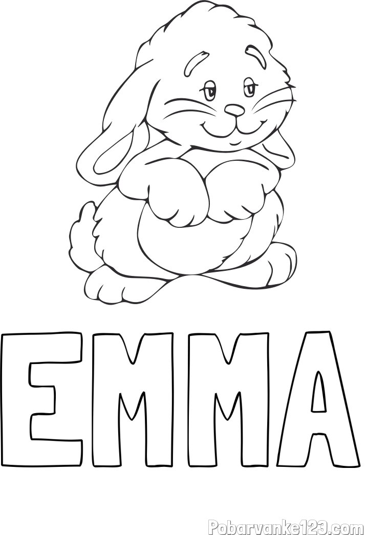 Pobarvanka imena EMMA in pobarvanka zajčka