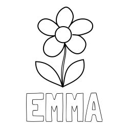 Pobarvanka imena EMMA in rožice
