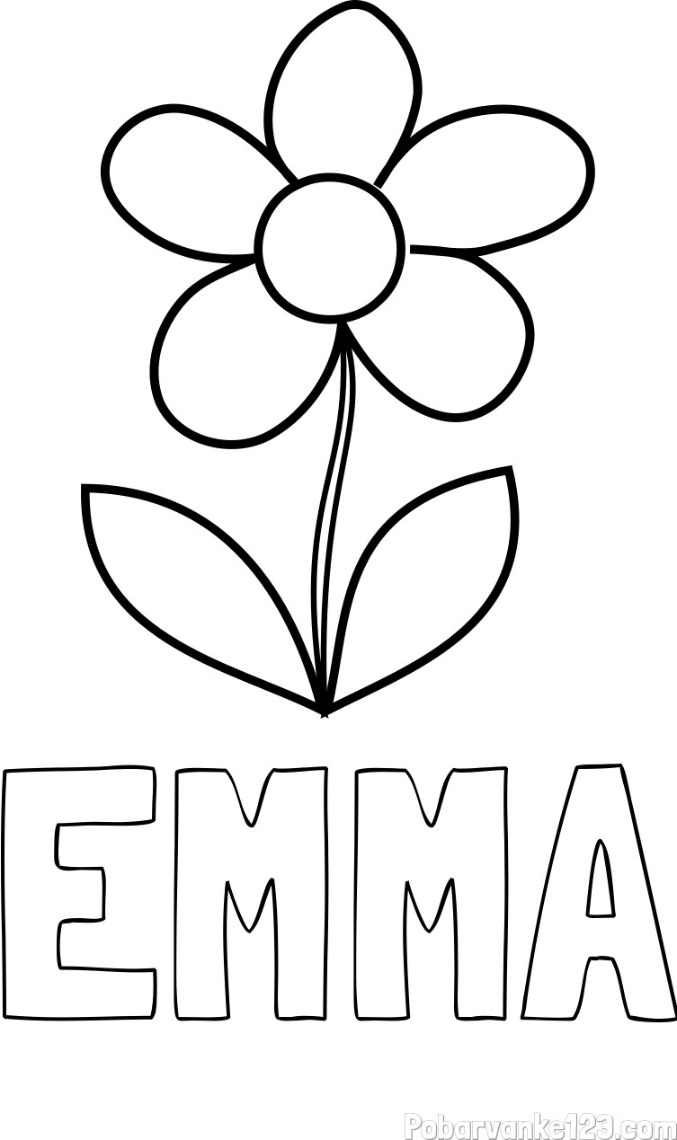 Pobarvanka imena EMMA in rožice