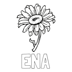 Online izdelana pobarvanka - Pobarvanka imena ENA in pobarvanka lepe sončnice