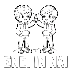 Online izdelana pobarvanka - Pobarvanka imena ENEI IN NAI in pobarvanka prijatlejev