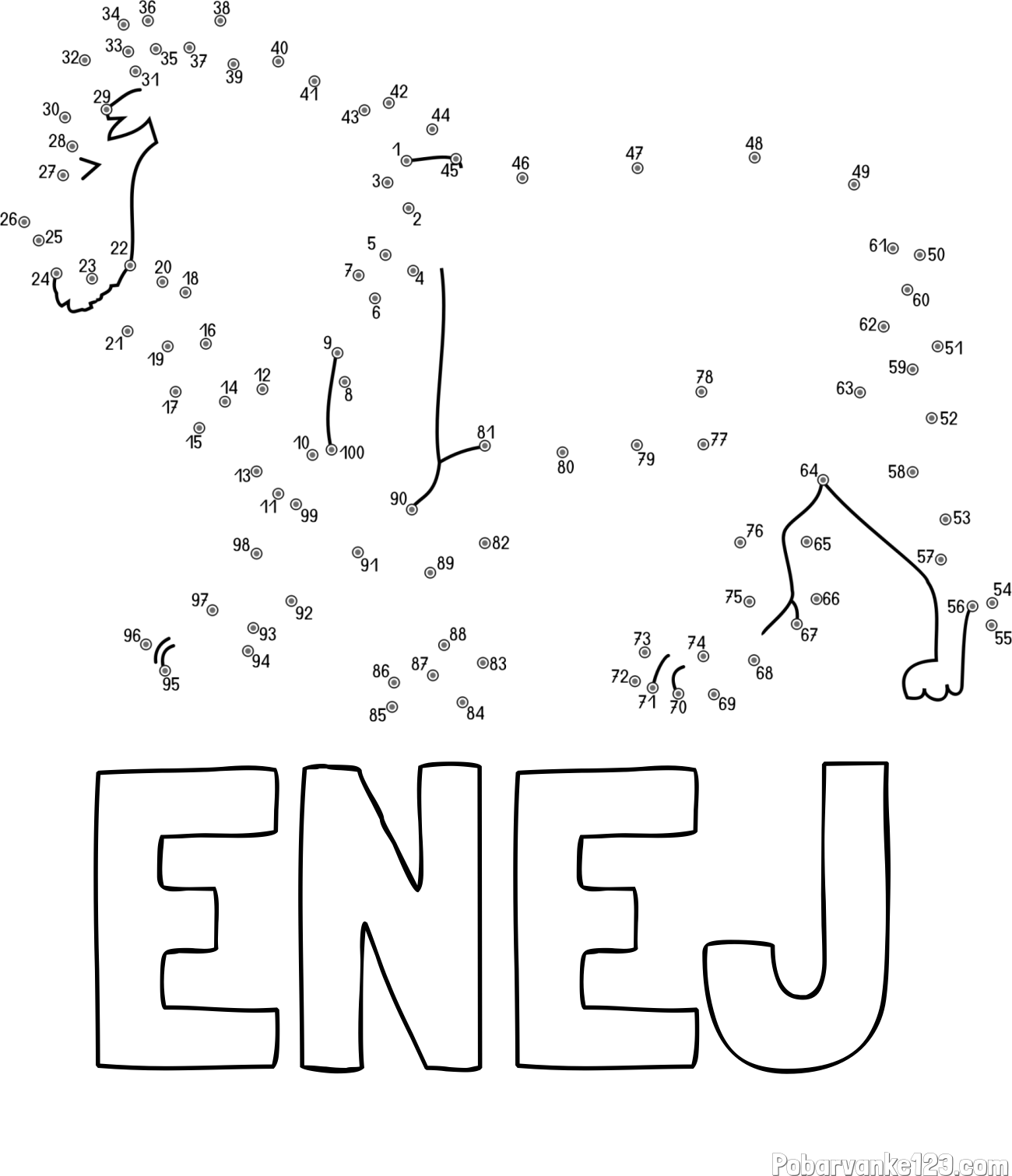 Pobarvanka imena ENEJ in pobarvanka leva - poveži številke