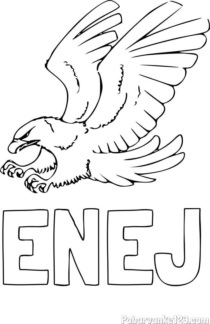 Pobarvanka imena ENEJ in pobarvanka orla v napadu