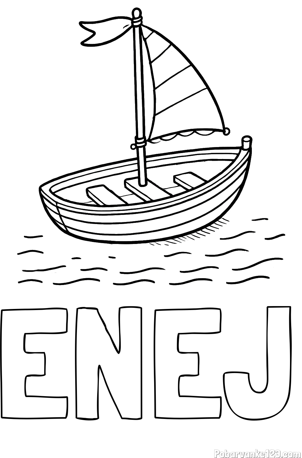 Pobarvanka imena ENEJ in preprosta pobarvanka ladjice