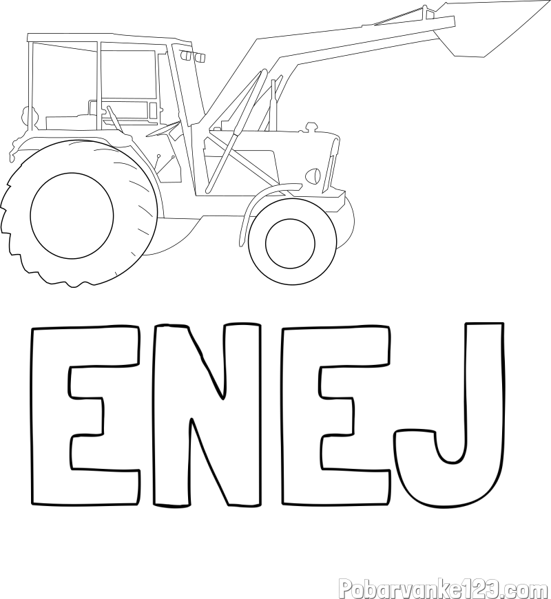 Pobarvanka imena ENEJ in traktor 2